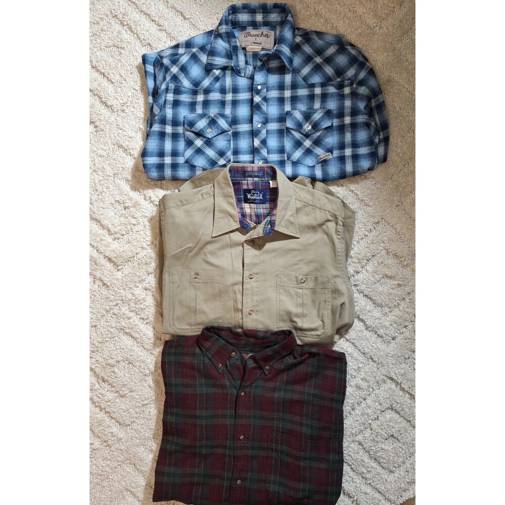 Men's Button Up Shirts Size Large Western Grunge Cowboy Long Sleeve Workwear VTG